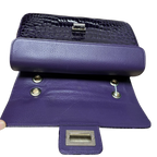 Purple Crocodile Skin Leather Shoulder Bag