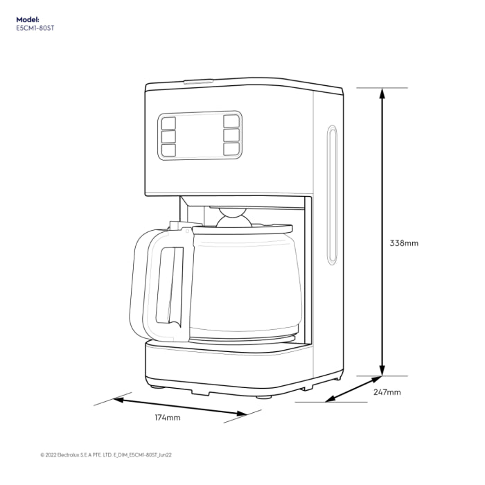 Electrolux E5CM180ST 1.25L UltimateTaste 500 Drip Coffee Maker