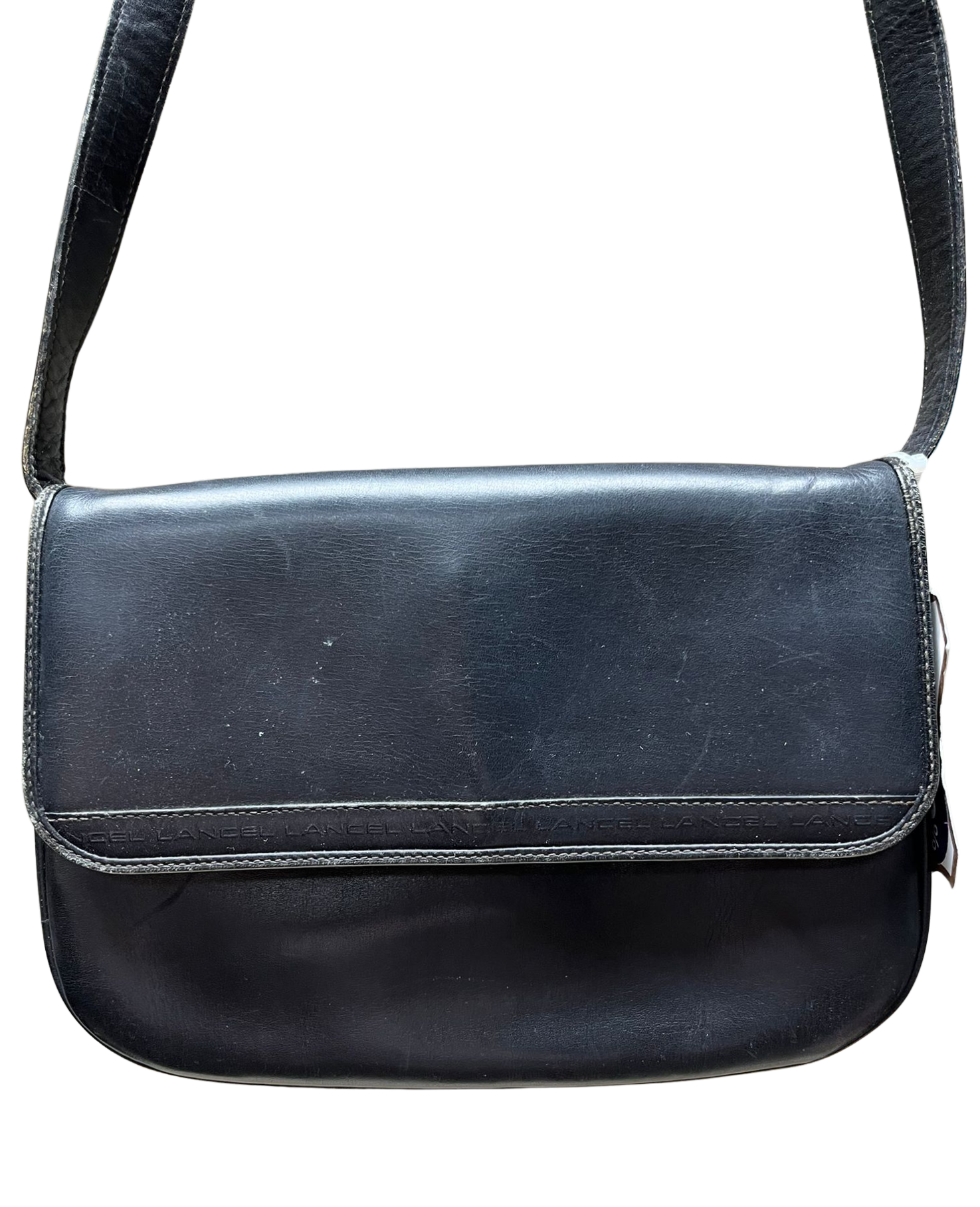 Vintage Lancel Paris Black Leather Shoulder Bag