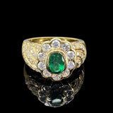 Emerald Diamond 750 Yellow Gold Ring