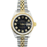 Rolex Lady-Datejust 69173 Black Dial w/ Diamonds