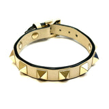 Valentino Rockstud Ivory Leather Gold Tone Studs Bracelet