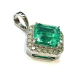 18KWG Emerald & Diamond Pendant