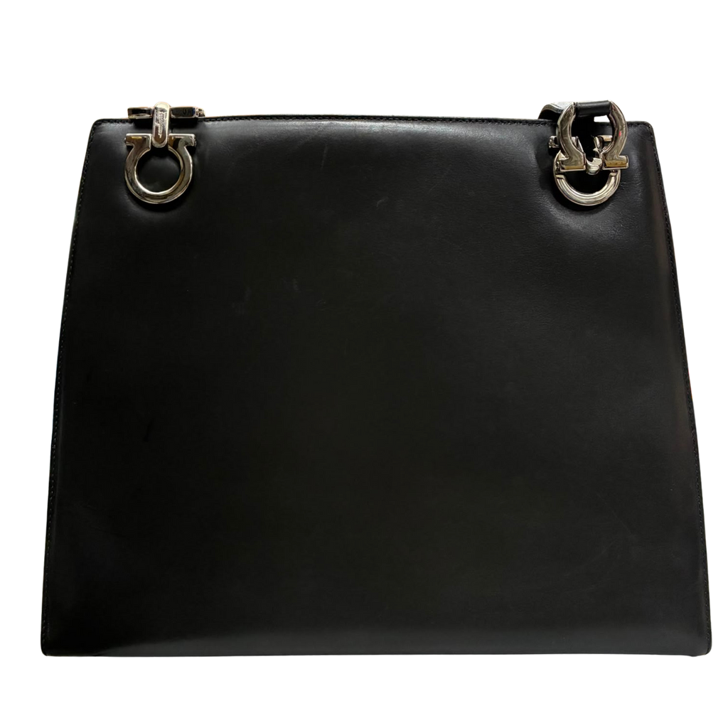 Salvatore Ferragamo BC216256 Gancini Black Leather Shoulder Bag