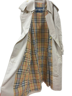 Burberrys Vintage DoubleBreasted Trench Coat Beige Signature Check Lining Size 44Short