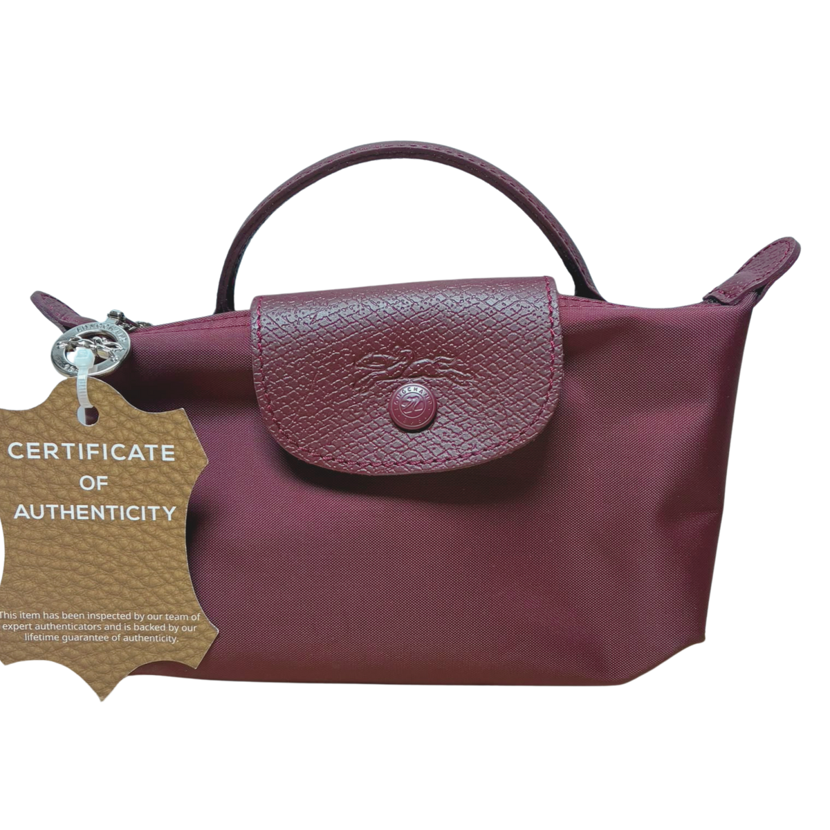 Longchamp Le Pliage One Pouch With Handle Burgundy
