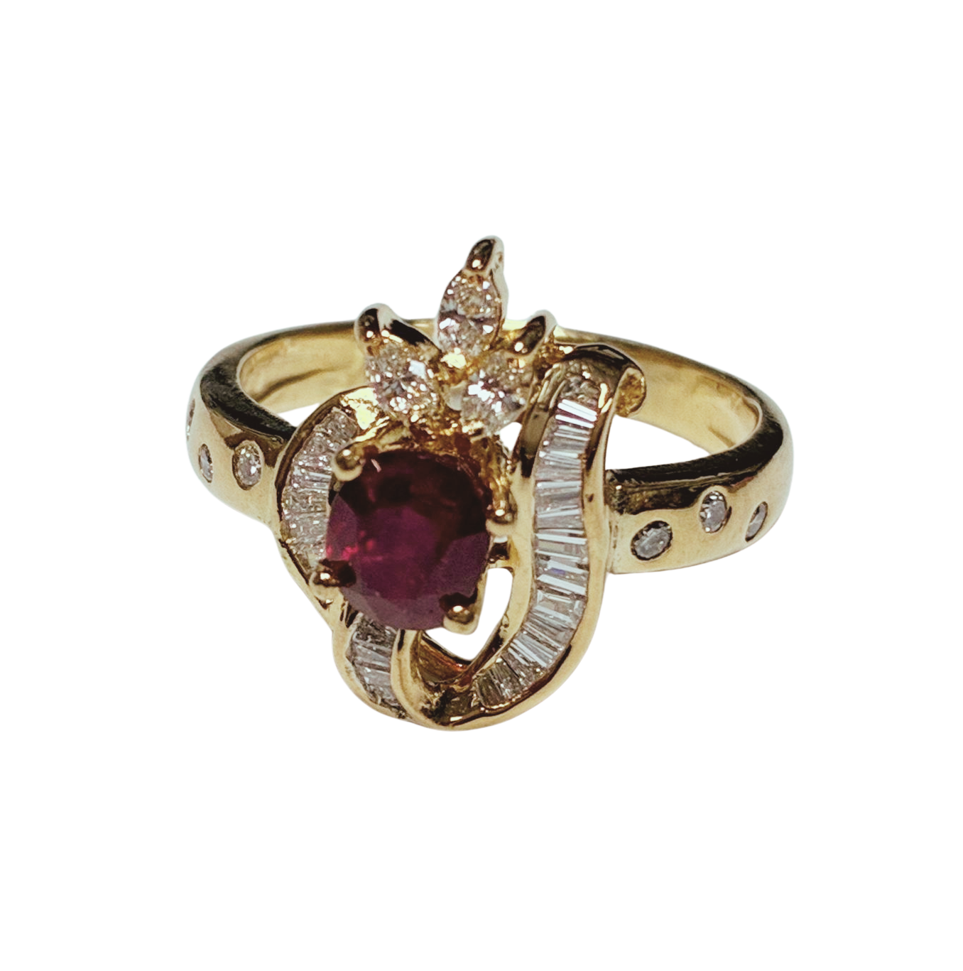 750YG Ruby With Diamonds Ring 4.9GM Main image