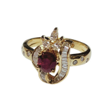 750YG Ruby With Diamonds Ring 4.9GM