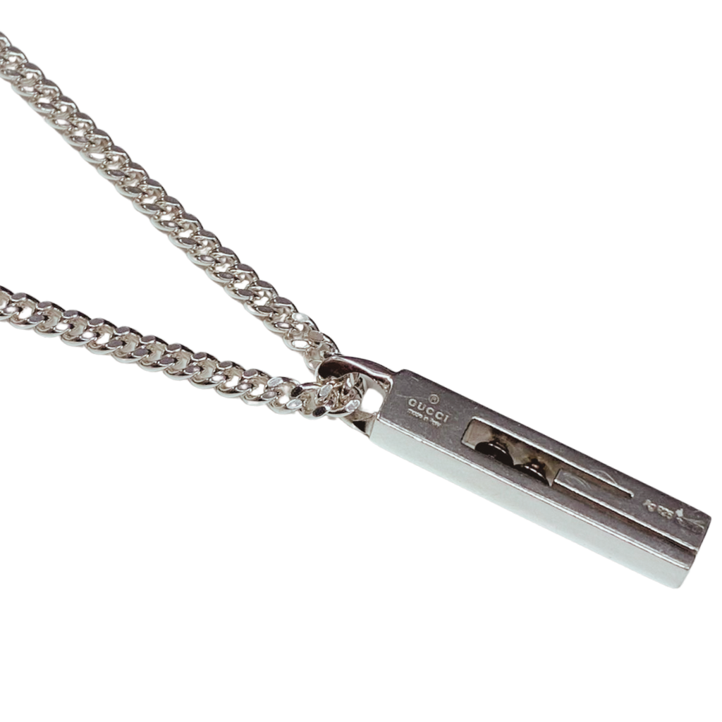 Gucci SV925 Cutout G Bar Necklace 15G 50CM