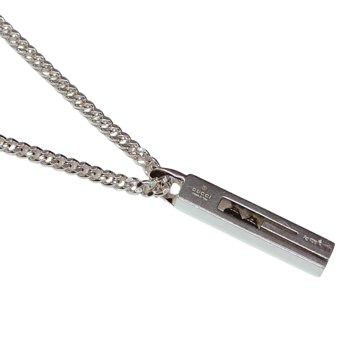 Gucci SV925 Cutout G Bar Necklace 15G 50CM