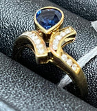 585YG BS1 D17 4.0GM Blue Sapphire And Diamond Ring