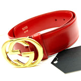 Gucci Interlocking Gold Colour Buckle Leather Belt