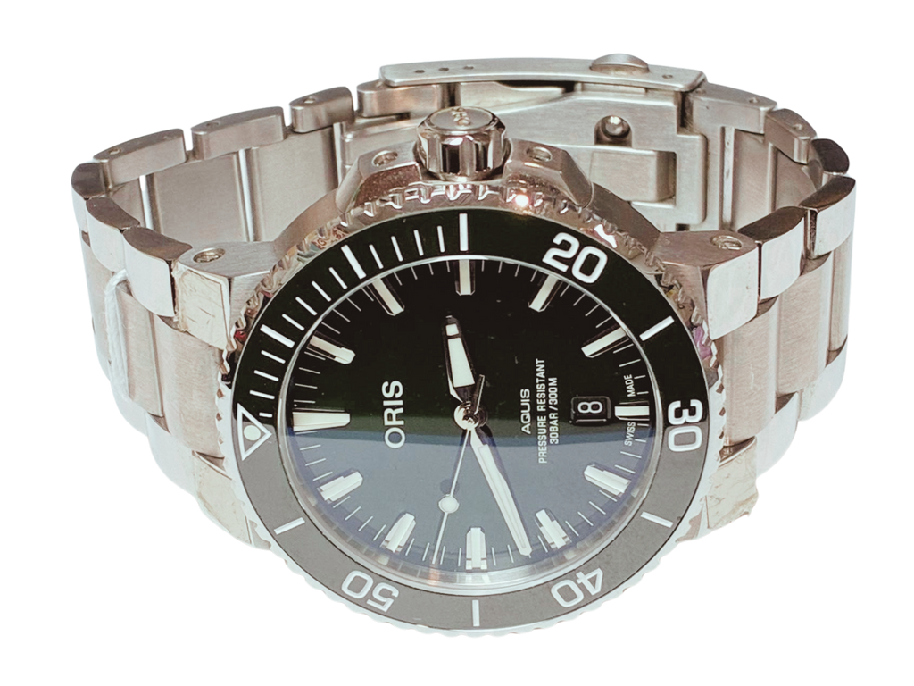 Oris 7730 Aquis Date Green Dial 43.5mm Steel Mens Watch