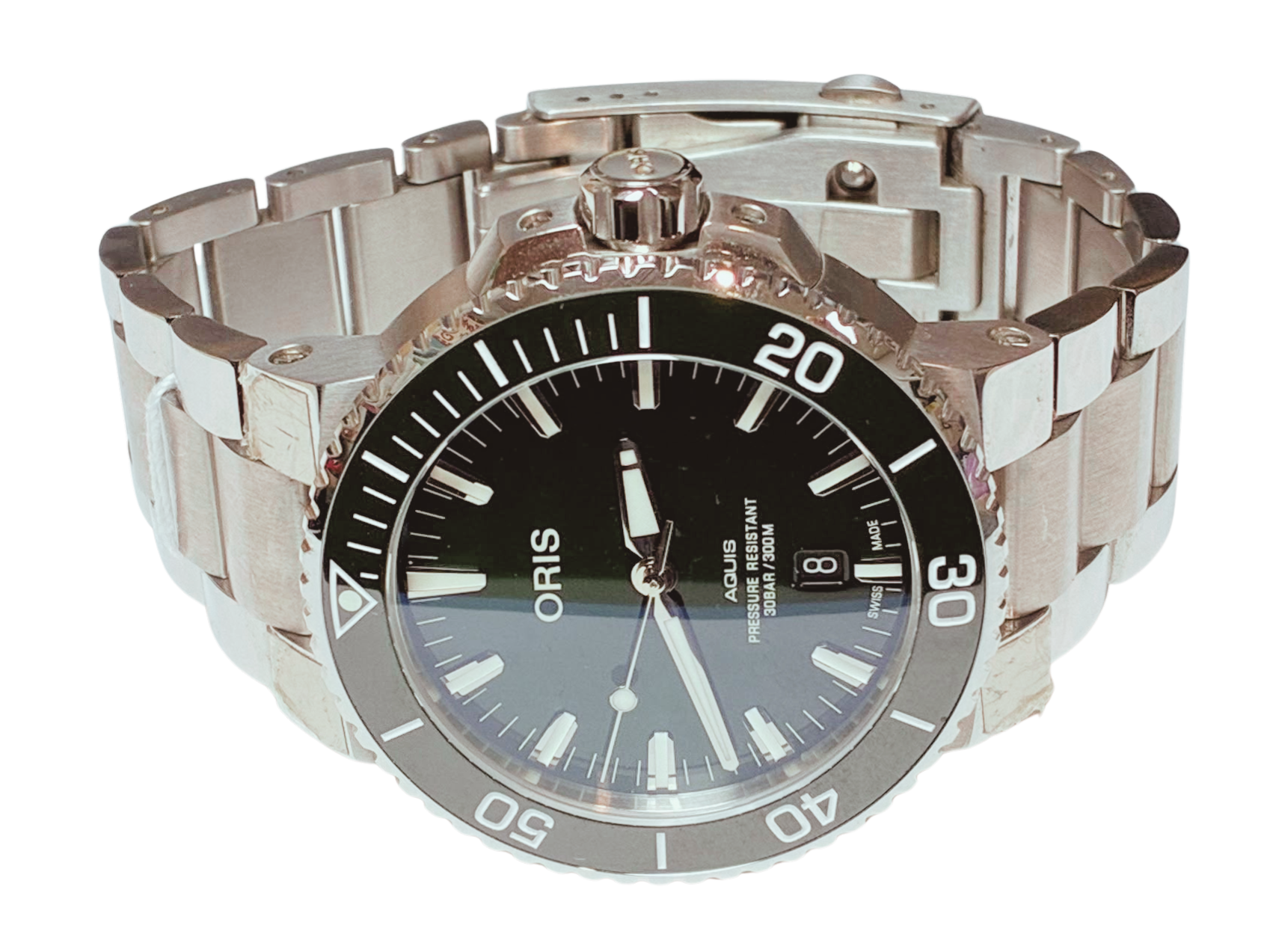 Oris 7730 Aquis Date Green Dial 43.5mm Steel Mens Watch