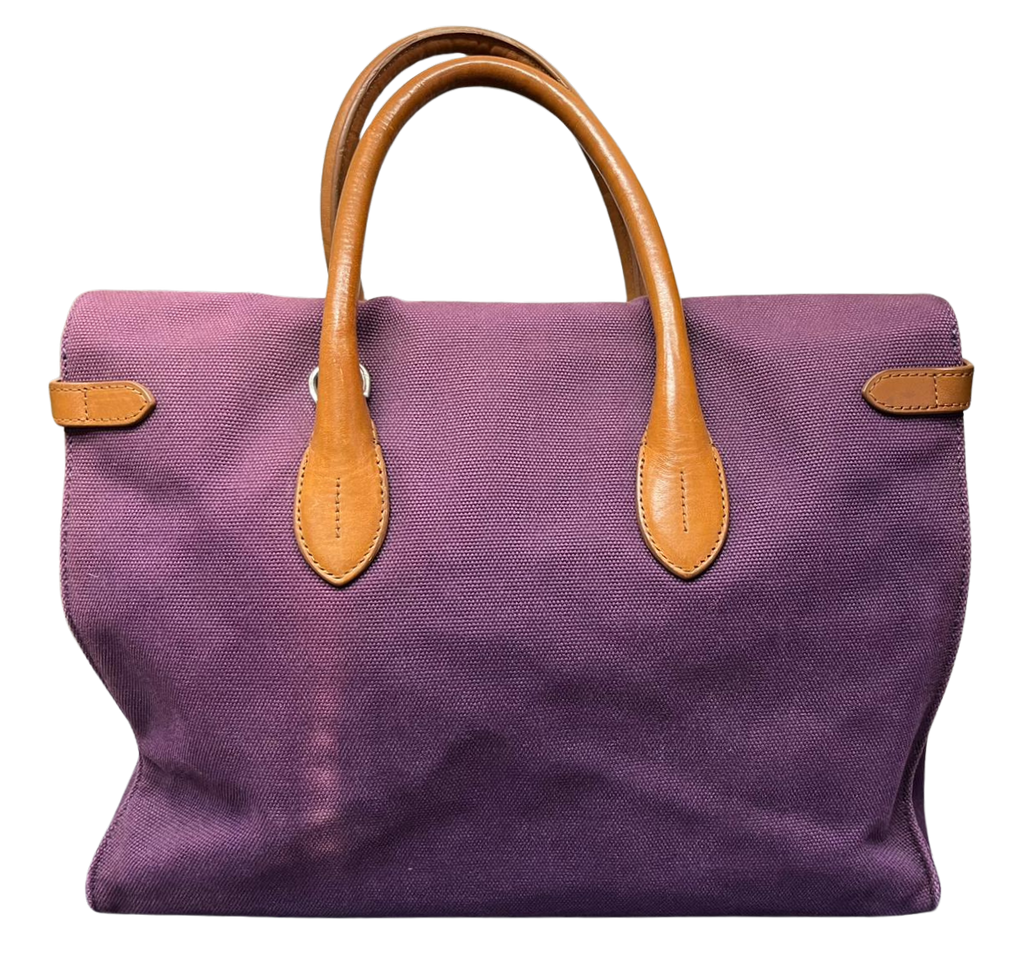 Ralph Lauren Ricky Bag Purple Canvas And Leather