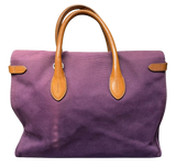Ralph Lauren Ricky Bag Purple Canvas And Leather