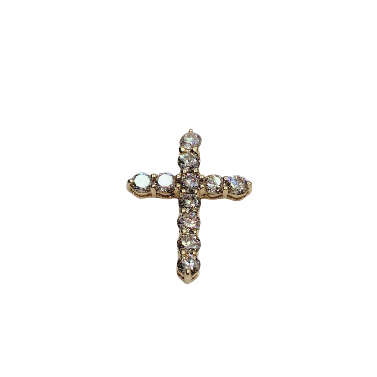 750YG Round Brilliant Cut Diamonds Cross Pendant Set 0.5G Secondary image
