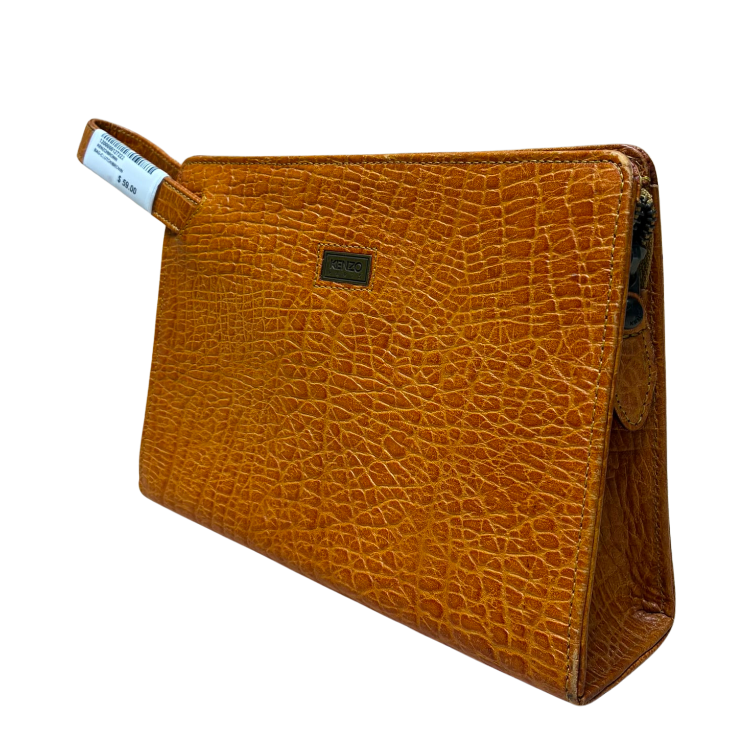 Kenzo Clutch Tan Brown Crocodile Embossed Leather Main image