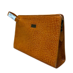 Kenzo Clutch Tan Brown Crocodile Embossed Leather