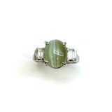 PT900 Chrysoberyl Cat's Eye & Diamond Ring