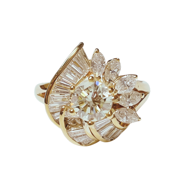 850YG Diamond Cluster Cocktail Ring 6.7GM Secondary image