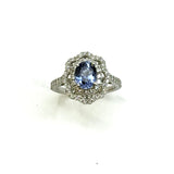 PT900 Unheated Blue Sapphire & Diamond Ring (GIA Cert)