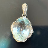 PT900 Aquamarine and Diamond Pendant