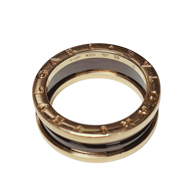18K Gold And Black Ceramic B.Zero1 Two Band Ring 9.8GM