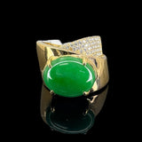 Jade Diamond 750 Yellow Gold Ring