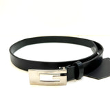 Gucci Black Leather Silver Logo Belt