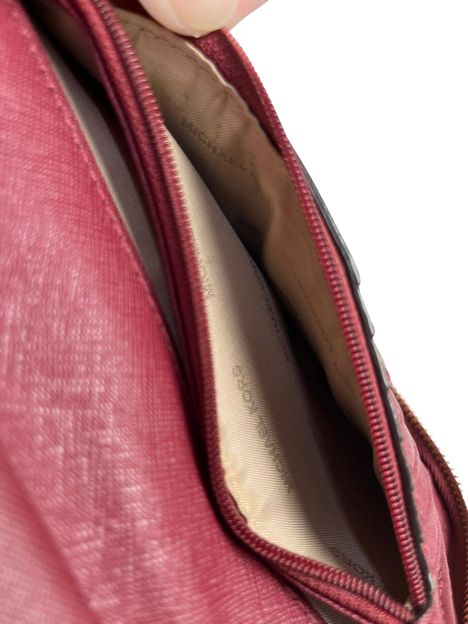 Michael Kors Jet Set Travel Leather Zip Around Continental Wallet Maroon
