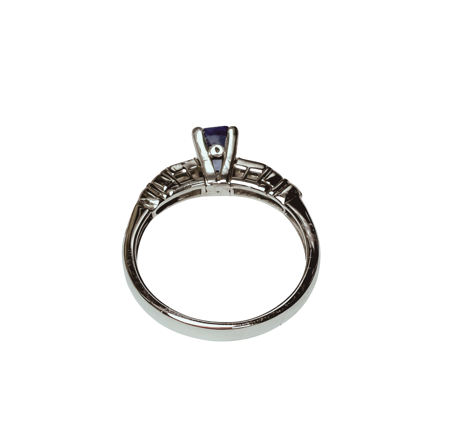 750WG EmeraldCut Blue Sapphire And Diamond Ring 2.4GM