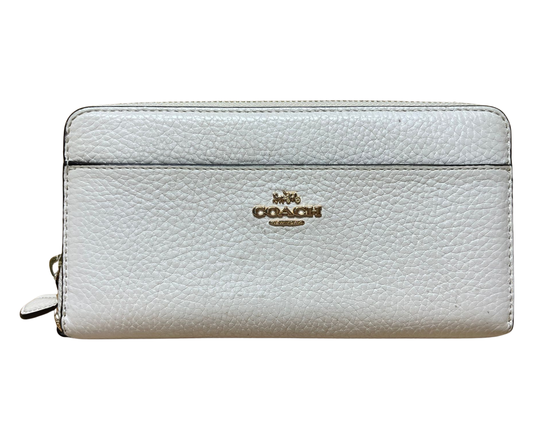 Coach Wallet Accordion Zip Pebble Leather Off White Main image