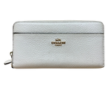 Coach Wallet Accordion Zip Pebble Leather Off White