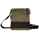 COACH Word Signature Stripe Pattern Adjustable Strap Shoulder Crossbody Bag