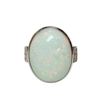 PT900 Cabochon Cut Opal And Diamond Cocktail Ring 19.0G Size 17