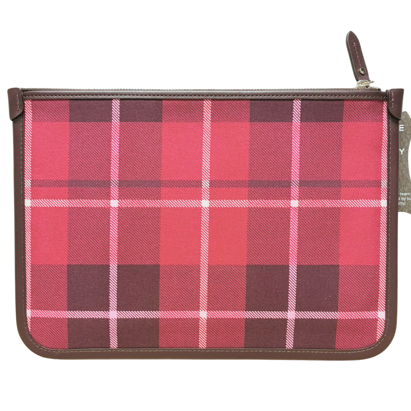 Kate Spade New York WLR00655 Ella Plaid Large Zip Pouch Bright Rose Secondary image