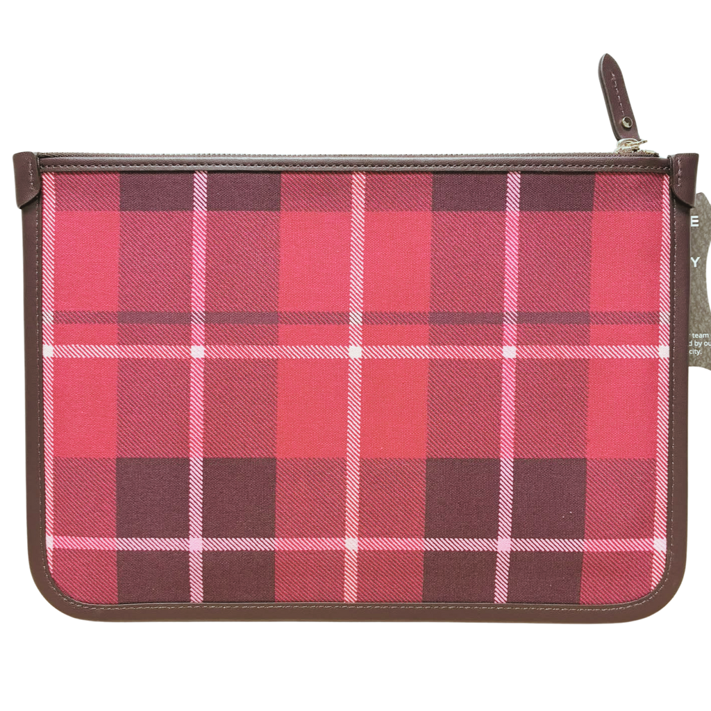 Kate Spade New York WLR00655 Ella Plaid Large Zip Pouch Bright Rose