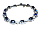 18K White Gold Blue Sapphire Diamond Bracelet 13.0GM