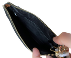 Coach Morgan F64848 Clutch Wristlet Black Saddle Brown Leather