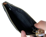 Coach Morgan F64848 Clutch Wristlet Black Saddle Brown Leather