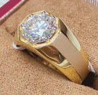 9K Yellow Gold Mens SignetStyle Ring 2.58 Carat Lab Grown E-F VVS1 Diamond