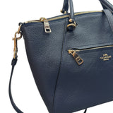 Coach Leather Navy Blue 2 way Bag 58874 W35H22D10