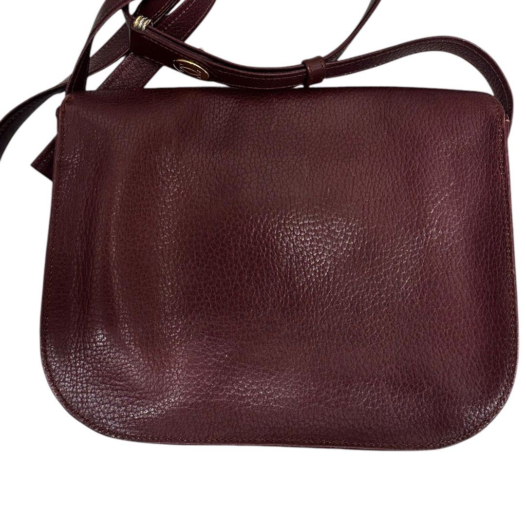 Elegant Burgundy Leather Crossbody/Shoulder Bag featuring a classic flap