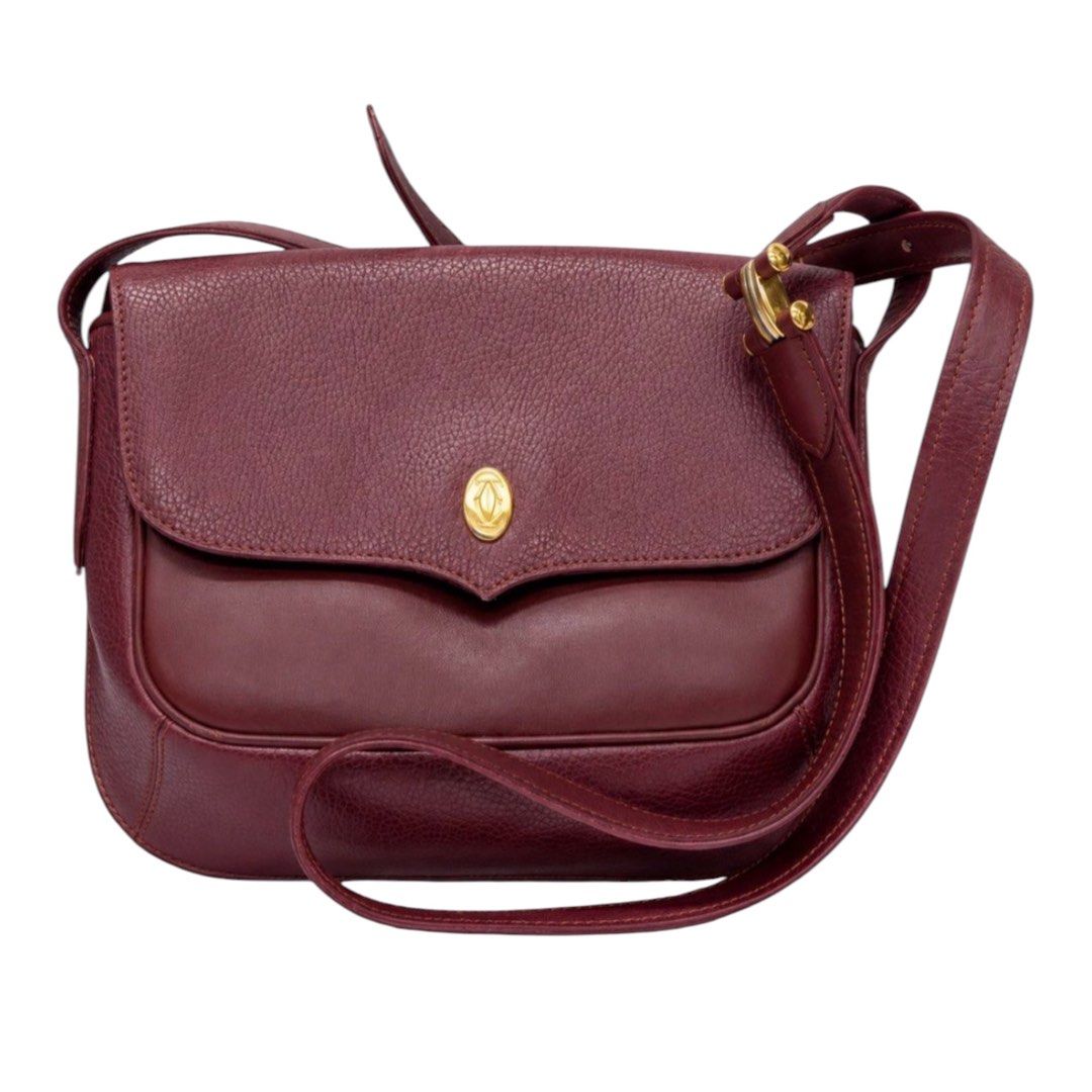 Elegant Burgundy Leather Crossbody/Shoulder Bag featuring a classic flap Main image