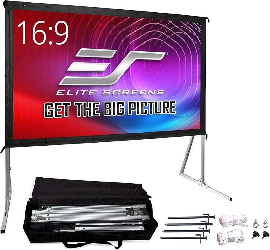 Elite Screens Yard Master 2, 90 inch Outdoor Projector Screen with Stand 16:9, 8K 4K Ultra HD 3D Fast Folding Portable Movie Theater Cinema 90"