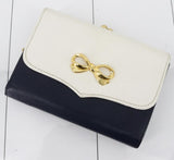 Hanae Mori Short Wallet White , Black with gold ribbon design