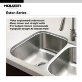 Houzer Stainless Steel Undermount D Bowl Kitchen Sink 23-7/16" x 21-1/4"