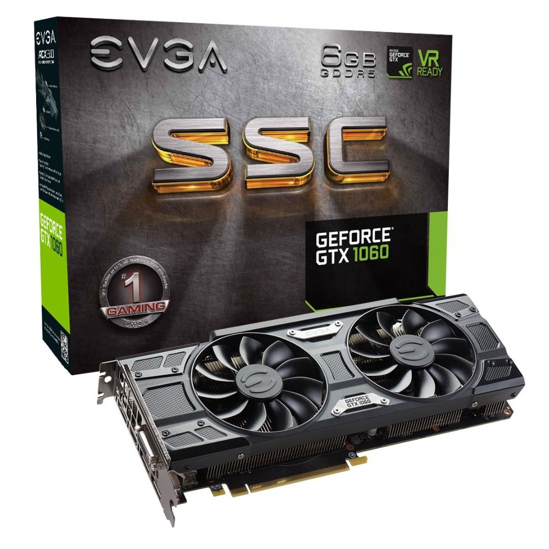 EVGA GeForce GTX 1060 6GB SSC GAMING ACX 3.0, 6GB GDDR5, LED, DX12 OSD Support (PXOC) Graphics Card 06G-P4-6267-KR Main image