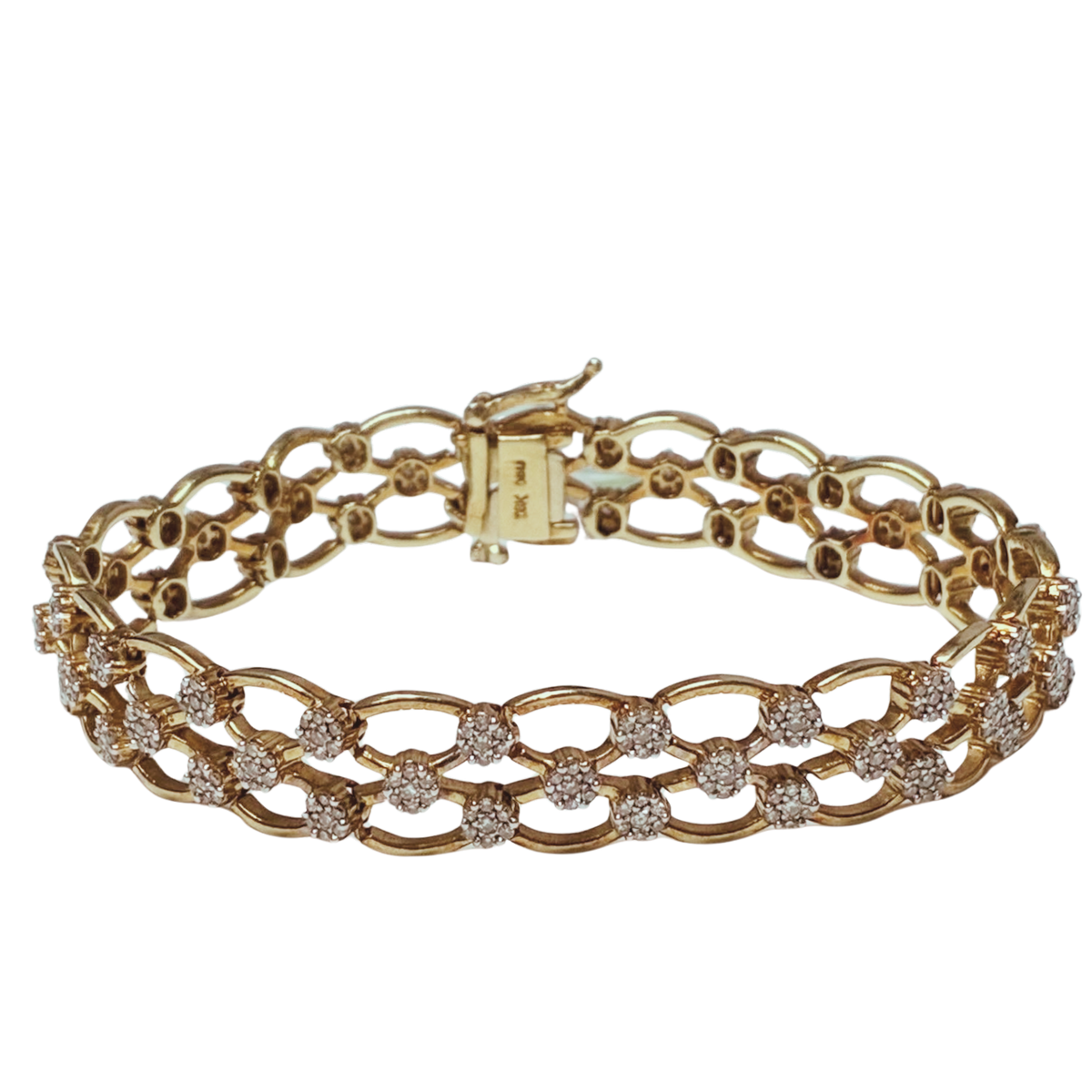 18KYG Double Row Diamond Cluster Bracelet 24.9G Main image